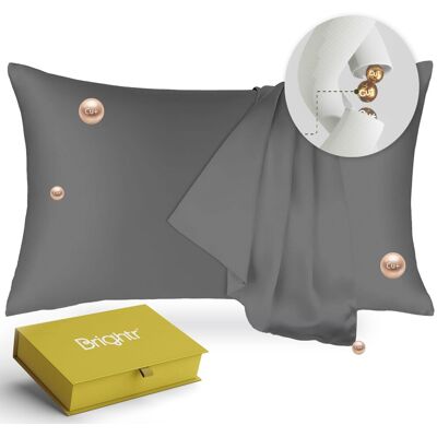 Brightr Sleep Copper-Infused Eucalyptus Silk Pillowcase in Grey Size: Standard Pillow Case Grey Standard Pillow Case Brightr Sleep Copper-Infused Eucalyptus Silk Pillowcase in Grey Size: Standard Pillow Case Grey Standard Pillow Case