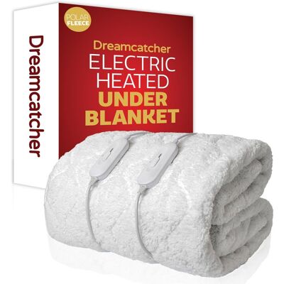 Dreamcatcher Deluxe Electric Blanket Fitted Polar Fleece Heated Bed Under blanket 3 Heat Settings, Single/Double/King/Super King Options White Super King Dreamcatcher Deluxe Electric Blanket Fitted Polar Fleece Heated Bed Under blanket 3 Heat Settings, Single/Double/King/Super King Options White Super King
