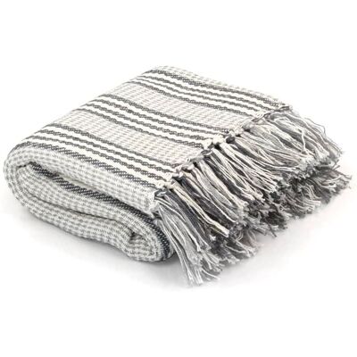 Berkfield Home Throw Cotton Stripes 125x150 cm Grey & White Grey 125x150 cm Berkfield Home Throw Cotton Stripes 125x150 cm Grey & White Grey 125x150 cm