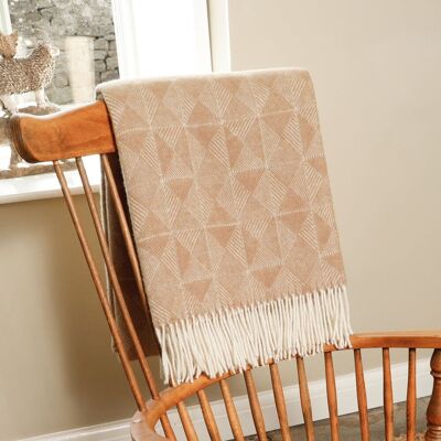 Native Natural Diamond Pattern Beige Wool Blanket Size: Double Beige Double Native Natural Diamond Pattern Beige Wool Blanket Size: Double Beige Double
