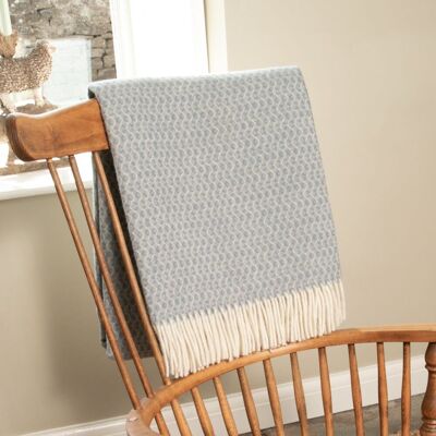 Native Natural Hoop Pattern Blue Wool Blanket Size: Double Blue Double Native Natural Hoop Pattern Blue Wool Blanket Size: Double Blue Double