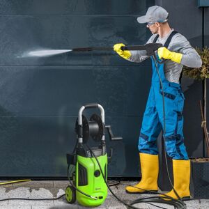 OUTSUNNY 1800W High Pressure Washer 150 Bar Power Washer with Hose Reel in Green Green OUTSUNNY 1800W High Pressure Washer 150 Bar Power Washer with Hose Reel in Green Green