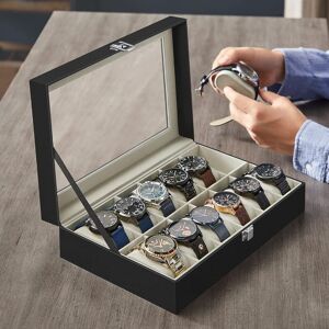 SONGMICS Watch Box with 12 Slots Glass Lid & Metal Clasp in Beige Beige One Size SONGMICS Watch Box with 12 Slots Glass Lid & Metal Clasp in Beige Beige One Size