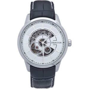 Heritor Automatic Men's Davies Semi-Skeleton Leather-Band Watch - Silver/White in White White One Size Heritor Automatic Men's Davies Semi-Skeleton Leather-Band Watch - Silver/White in White White One Size