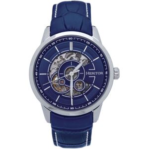 Heritor Automatic Men's Davies Semi-Skeleton Leather-Band Watch - Silver/White in Navy Navy One Size Heritor Automatic Men's Davies Semi-Skeleton Leather-Band Watch - Silver/White in Navy Navy One Size