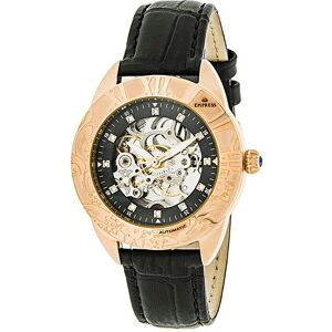 Empress Women's Godiva Automatic MOP Leather-Band Watch in Black Black One Size Empress Women's Godiva Automatic MOP Leather-Band Watch in Black Black One Size