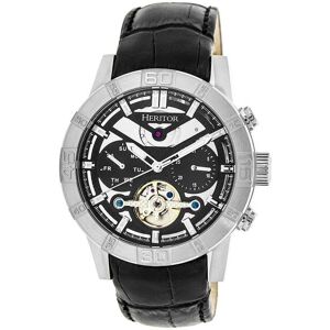 Heritor Automatic Men's Hannibal Semi-Skeleton Leather-Band Watch in Silver Silver One Size Heritor Automatic Men's Hannibal Semi-Skeleton Leather-Band Watch in Silver Silver One Size
