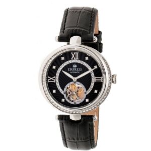 Empress Women's Stella Automatic Semi-Skeleton MOP Leather-Band Watch in Black Black One Size Empress Women's Stella Automatic Semi-Skeleton MOP Leather-Band Watch in Black Black One Size