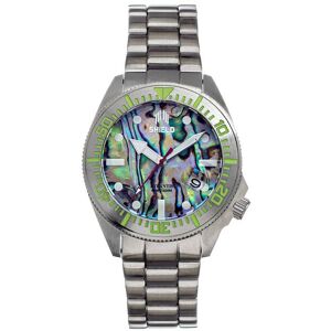 Shield Men's Atlantic Abalone Bracelet Watch with Date in Silver Silver One Size Shield Men's Atlantic Abalone Bracelet Watch with Date in Silver Silver One Size