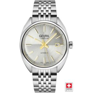 Gevril Men's Five Points 48702 Swiss Automatic Sellita SW200 White Dial Stainless Steel Watch in Silver Silver One Size Gevril Men's Five Points 48702 Swiss Automatic Sellita SW200 White Dial Stainless Steel Watch in Silver Silver One Size
