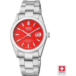 Gevril Men's West Village 48912 Swiss Automatic Sellita SW200 Red Sunray Dial Stainless Steel Watch in Silver Silver One Size Gevril Men's West Village 48912 Swiss Automatic Sellita SW200 Red Sunray Dial Stainless Steel Watch in Silver Silver One Size