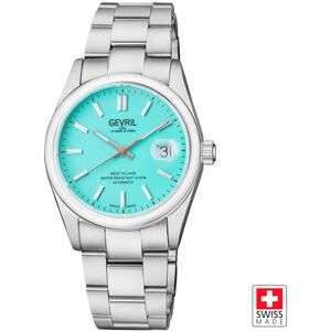 Gevril Men's West Village 48913 Swiss Automatic Sellita SW200 Teal Sunray Dial Stainless Steel Watch in Silver Silver One Size Gevril Men's West Village 48913 Swiss Automatic Sellita SW200 Teal Sunray Dial Stainless Steel Watch in Silver Silver One Size