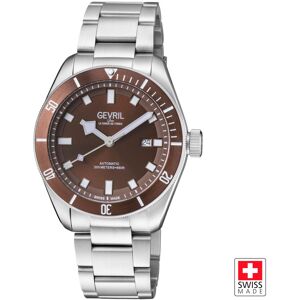 Gevril Men's 48607 Swiss Automatic Sellita SW200 Yorkville Brown Dial steel Watch in Silver Silver One Size Gevril Men's 48607 Swiss Automatic Sellita SW200 Yorkville Brown Dial steel Watch in Silver Silver One Size