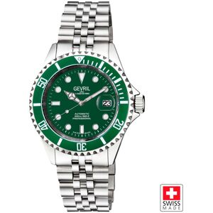 Gevril Men's Wallstreet, Swiss Automatic Watch, Green Dial, Unidirectional rotating bezel Bezel, 316L Stainless Steel, & Sapphire Crystal Bright Green One Size Gevril Men's Wallstreet, Swiss Automatic Watch, Green Dial, Unidirectional rotating bezel Bezel, 316L Stainless Steel, & Sapphire Crystal Bright Green One Size