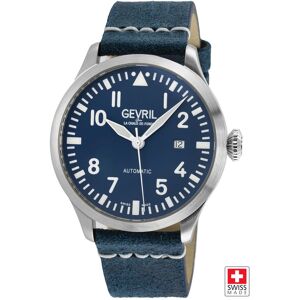 Gevril Men's Vaughn Swiss Automatic Sellita SW200 SS Bezel Blue/White Dial, Genuine Leather Strap in Blue Blue One Size Gevril Men's Vaughn Swiss Automatic Sellita SW200 SS Bezel Blue/White Dial, Genuine Leather Strap in Blue Blue One Size