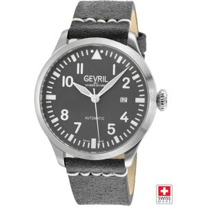 Gevril Men's Vaughn 43505 Swiss Automatic Sellita SW200 Gray Dial Genuine Italian Grey Leather Watch Grey One Size Gevril Men's Vaughn 43505 Swiss Automatic Sellita SW200 Gray Dial Genuine Italian Grey Leather Watch Grey One Size