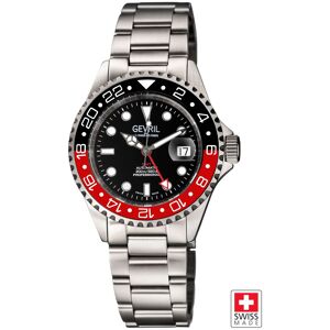 Gevril Men's Wall Street, Swiss Automatic Watch, Black Dial, Unidirectional rotating bezel Bezel, 316L Stainless Steel, Sapphire Crystal, & GMT Silver One Size Gevril Men's Wall Street, Swiss Automatic Watch, Black Dial, Unidirectional rotating bezel Bezel, 316L Stainless Steel, Sapphire Crystal, & GMT Silver One Size