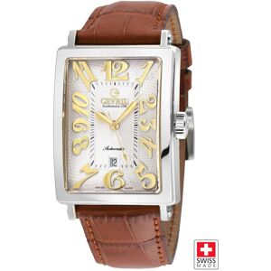 Gevril Men's Avenue of Americas Intravedere, Swiss Automatic Watch, White Dial, Hand made Italian leather, & Sapphire Crystal in Tan Tan One Size Gevril Men's Avenue of Americas Intravedere, Swiss Automatic Watch, White Dial, Hand made Italian leather, & Sapphire Crystal in Tan Tan One Size