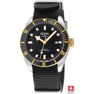 Gevril Men's Yorkville, Swiss Automatic Diver, Black Dial, Unidirectional Rotating bezel Bezel, Nylon, Sapphire Crystal, & 20 ATM Water Resistant Black One Size Gevril Men's Yorkville, Swiss Automatic Diver, Black Dial, Unidirectional Rotating bezel Bezel, Nylon, Sapphire Crystal, & 20 ATM Water Resistant Black One Size