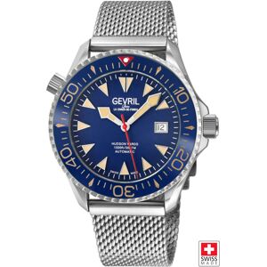 Gevril Men's Hudson Yards, Swiss Automatic Diver, Blue Dial, Unidirectional Rotating bezel Bezel, 316L Stainless Steel mesh band, Sapphire Crystal, & Silver One Size Gevril Men's Hudson Yards, Swiss Automatic Diver, Blue Dial, Unidirectional Rotating bezel Bezel, 316L Stainless Steel mesh band, Sapphire Crystal, & Silver One Size