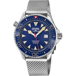 Gevril Men's Hudson Yards, Swiss Automatic Diver, Blue Dial, Unidirectional Rotating bezel Bezel, 316L Stainless Steel mesh band, Sapphire Crystal, & Silver One Size Gevril Men's Hudson Yards, Swiss Automatic Diver, Blue Dial, Unidirectional Rotating bezel Bezel, 316L Stainless Steel mesh band, Sapphire Crystal, & Silver One Size