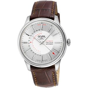 Gevril Men's Guggenheim, Swiss Automatic Watch, Silver Dial, Hand made Italian leather, & Sapphire Crystal in Brown Brown One Size Gevril Men's Guggenheim, Swiss Automatic Watch, Silver Dial, Hand made Italian leather, & Sapphire Crystal in Brown Brown One Size