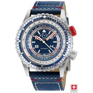 GV2 Men's Contasecondi, Swiss Automatic Watch, Blue Dial, Unidirectional Bezel, Hand made Italian leather, & Sapphire Crystal Blue One Size GV2 Men's Contasecondi, Swiss Automatic Watch, Blue Dial, Unidirectional Bezel, Hand made Italian leather, & Sapphire Crystal Blue One Size
