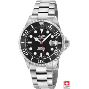 Gevril Men's Wall Street, Swiss Automatic Watch, Black Dial, Unidirectional rotating bezel Bezel, 316L Stainless Steel, & Sapphire Crystal in Silver Silver One Size Gevril Men's Wall Street, Swiss Automatic Watch, Black Dial, Unidirectional rotating bezel Bezel, 316L Stainless Steel, & Sapphire Crystal in Silver Silver One Size