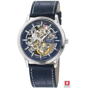 Gevril Men's Five Points, Swiss Automatic Watch, Blue Dial, Hand made Italian leather, & Sapphire Crystal Blue One Size Gevril Men's Five Points, Swiss Automatic Watch, Blue Dial, Hand made Italian leather, & Sapphire Crystal Blue One Size