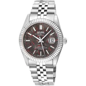 Gevril Men's West Village, Swiss Automatic Watch, Black & red Carbon Dial, 316L Stainless Steel, & Sapphire Crystal in Silver Silver One Size Gevril Men's West Village, Swiss Automatic Watch, Black & red Carbon Dial, 316L Stainless Steel, & Sapphire Crystal in Silver Silver One Size
