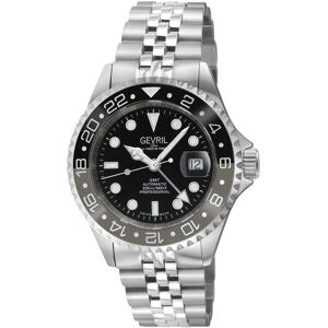 Gevril Men's Wall Street, Swiss Automatic Watch, Black Dial, Unidirectional rotating bezel Bezel, 316L Stainless Steel, Sapphire Crystal, & GMT Silver One Size Gevril Men's Wall Street, Swiss Automatic Watch, Black Dial, Unidirectional rotating bezel Bezel, 316L Stainless Steel, Sapphire Crystal, & GMT Silver One Size