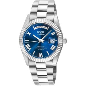 Gevril Men's West Village, Swiss Automatic Watch, Blue Dial, 316L Stainless Steel, & Sapphire Crystal in Silver Silver One Size Gevril Men's West Village, Swiss Automatic Watch, Blue Dial, 316L Stainless Steel, & Sapphire Crystal in Silver Silver One Size