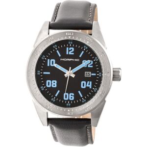 Morphic Men's M63 Series Leather-Band Watch w/Date in Silver Silver One Size Morphic Men's M63 Series Leather-Band Watch w/Date in Silver Silver One Size