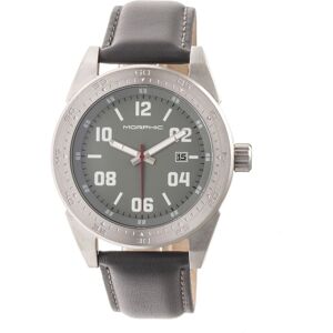 Morphic Men's M63 Series Leather-Band Watch w/Date in Grey Grey One Size Morphic Men's M63 Series Leather-Band Watch w/Date in Grey Grey One Size