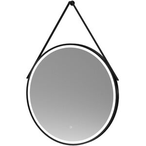 Balterley Round Framed LED Mirror with Demister & Hanging Strap, 800mm - Black Black Balterley Round Framed LED Mirror with Demister & Hanging Strap, 800mm - Black Black
