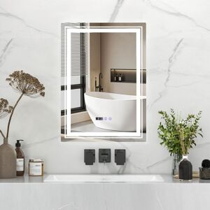 Costway Bathroom Led Vanity Mirror Dimmable Vanity Wall Mirror with 3 Colors 3000-6500K Anti-Fog in Silver Silver Costway Bathroom Led Vanity Mirror Dimmable Vanity Wall Mirror with 3 Colors 3000-6500K Anti-Fog in Silver Silver