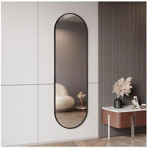 H&O Direct Black Oval Wall Mounted Full Length Mirror, 40cm W x 150cm H Size: 40 cm W x 150 cm H Black 40 cm W x 150 cm H H&O Direct Black Oval Wall Mounted Full Length Mirror, 40cm W x 150cm H Size: 40 cm W x 150 cm H Black 40 cm W x 150 cm H