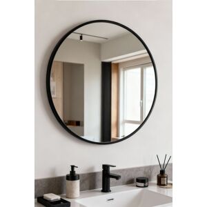 Living and Home 70cm Black Round Bathroom Mirror, Anti-Fog & Explosion-Proof Aluminium Frame, Moisture-Resistant Design Black Living and Home 70cm Black Round Bathroom Mirror, Anti-Fog & Explosion-Proof Aluminium Frame, Moisture-Resistant Design Black