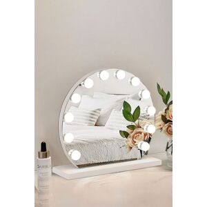 Living and Home LED Light Round Hollywood Touch Screen Control Makeup Mirror Vanity Mirror For Home in White White Living and Home LED Light Round Hollywood Touch Screen Control Makeup Mirror Vanity Mirror For Home in White White