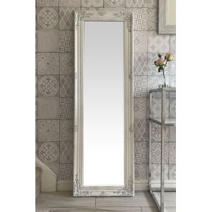 Downton Interiors Antique White Tall Ornate Dressing Wall Mirror with Bevelled Glass 142cm White Downton Interiors Antique White Tall Ornate Dressing Wall Mirror with Bevelled Glass 142cm White