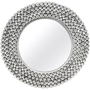 Orsina Templar Pewter Finish Iron Wall Mirror in Silver Silver Orsina Templar Pewter Finish Iron Wall Mirror in Silver Silver