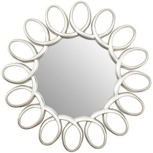 Orsina Large Wall Mirror With Petal Frame, Pewter Finish Round Mirror, Oval Accent Mirror, Decorative Mirror in Silver Silver Orsina Large Wall Mirror With Petal Frame, Pewter Finish Round Mirror, Oval Accent Mirror, Decorative Mirror in Silver Silver