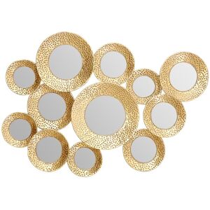Orsina Hammered Silver Wall Mirror, Vintage Textured Finish Multi-Circle Wall Mirror, Entryway Accent Mirror in Gold Gold Orsina Hammered Silver Wall Mirror, Vintage Textured Finish Multi-Circle Wall Mirror, Entryway Accent Mirror in Gold Gold