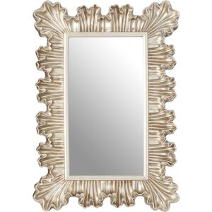 Orsina Champagne Finish Clamshell Design Wall Mirror, Symmetrical Pleated Hanging Mirror, Perfect Mounted Mirror in Gold Gold Orsina Champagne Finish Clamshell Design Wall Mirror, Symmetrical Pleated Hanging Mirror, Perfect Mounted Mirror in Gold Gold