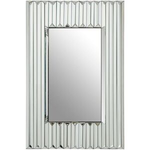 Orsina Modern Ridged Wall Mirror, Bevelled Triangular Mirrored Shards, Landscape or Portrait Display Accent Mirror in Silver Silver Orsina Modern Ridged Wall Mirror, Bevelled Triangular Mirrored Shards, Landscape or Portrait Display Accent Mirror in Silver Silver