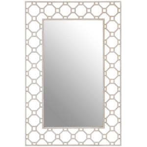 Orsina Contemporary Design Arabesque Wall Mirror, Reflective Rectangular Frame New Mirrors, Metallic Accent Mirror in Silver Silver Orsina Contemporary Design Arabesque Wall Mirror, Reflective Rectangular Frame New Mirrors, Metallic Accent Mirror in Silver Silver