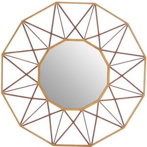 Orsina Geometric Style Wall Mirror Luxurious Antique Gold Finish Accent Mirror Round Copper Decorative Mirror Gold Orsina Geometric Style Wall Mirror Luxurious Antique Gold Finish Accent Mirror Round Copper Decorative Mirror Gold