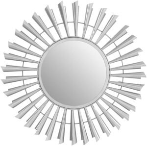 Orsina Templar Sunburst Effect Wall Mirror in Silver Silver Orsina Templar Sunburst Effect Wall Mirror in Silver Silver