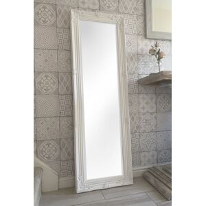 Downton Interiors Antique Style Plain White Tall Ornate Dressing Wall Mirror with Bevelled Glass 142cm White Downton Interiors Antique Style Plain White Tall Ornate Dressing Wall Mirror with Bevelled Glass 142cm White