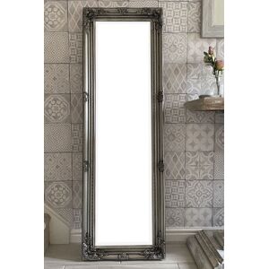 Downton Interiors Antique Silver Tall Ornate Dressing Wall Mirror with Bevelled Glass 142cm Silver Downton Interiors Antique Silver Tall Ornate Dressing Wall Mirror with Bevelled Glass 142cm Silver